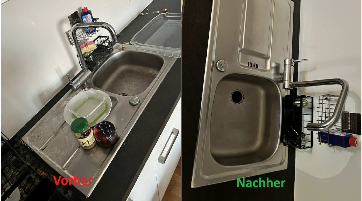 Küchenspüle vorher und nachher